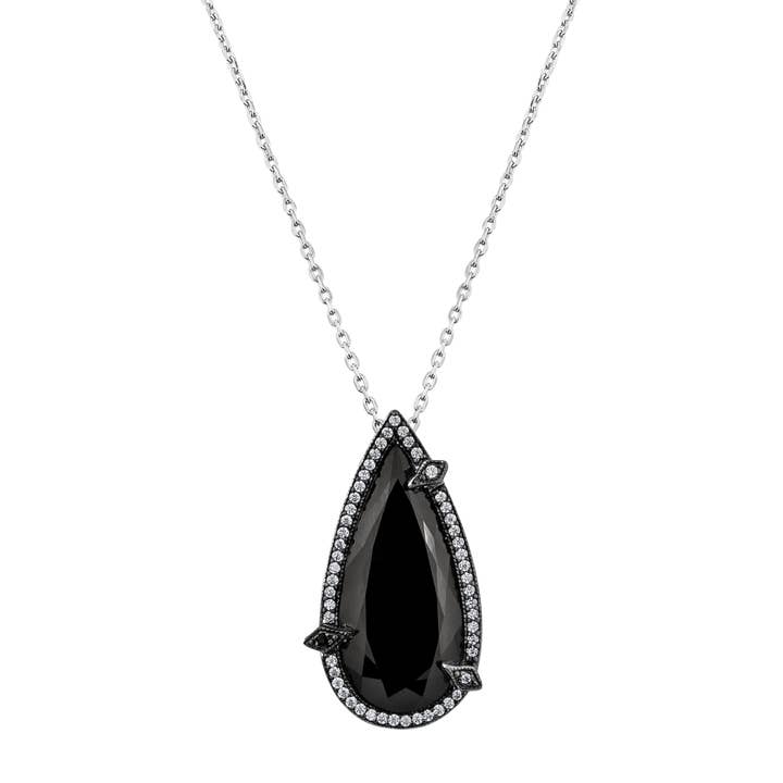 SALLY SKOUFIS™ - Wholesale Pendant/charm necklace - Nourish Necklace with Black Diamonds in Platinum0