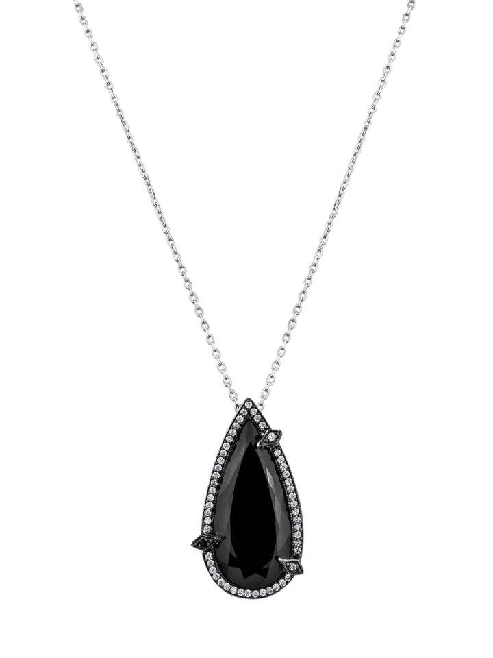 Nourish Necklace with Black Diamonds in Platinum for wholesale by SALLY SKOUFIS™
