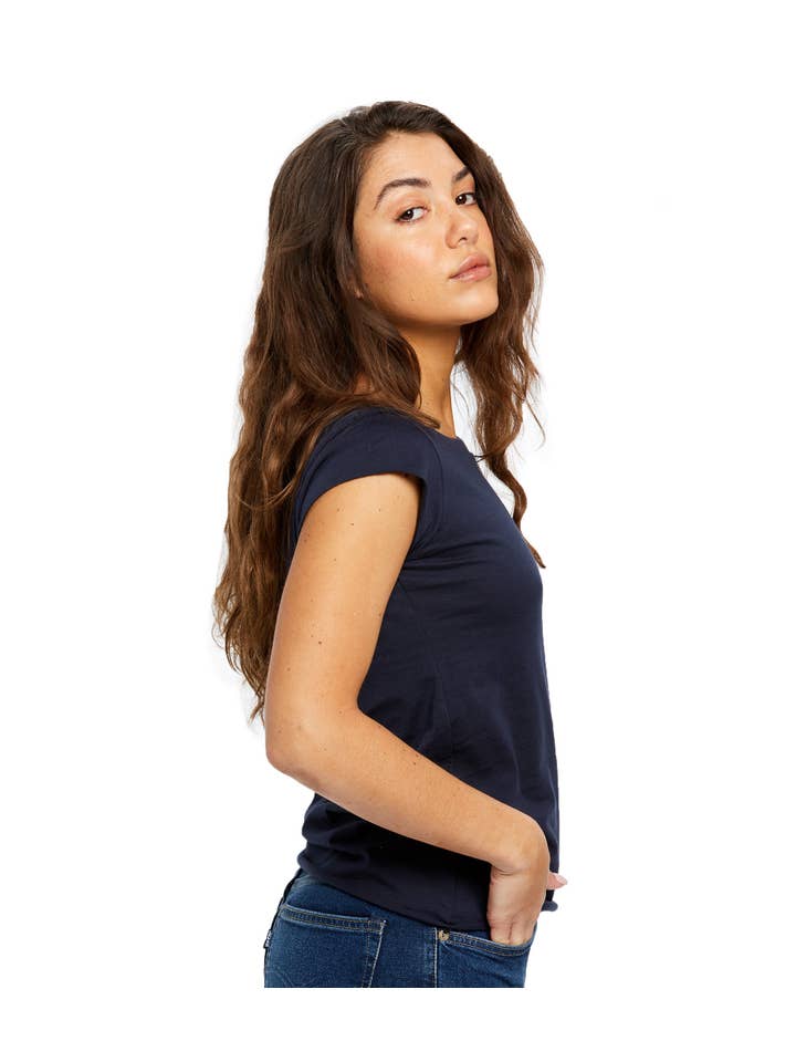 US Blanks - Wholesale T-Shirt - Women's - Women's Cap Sleeve Raw Edge Open Neck13