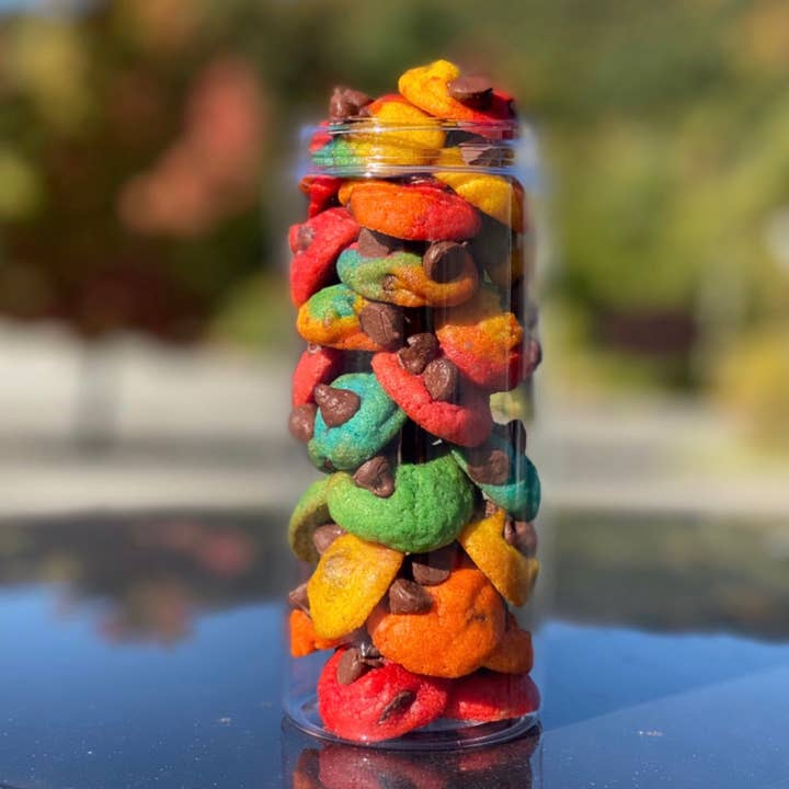 Baked in Color - Wholesale Cookie - Rainbow Bite Size Chocolate Chip Cookie Tubes - 4 tubes ttl2