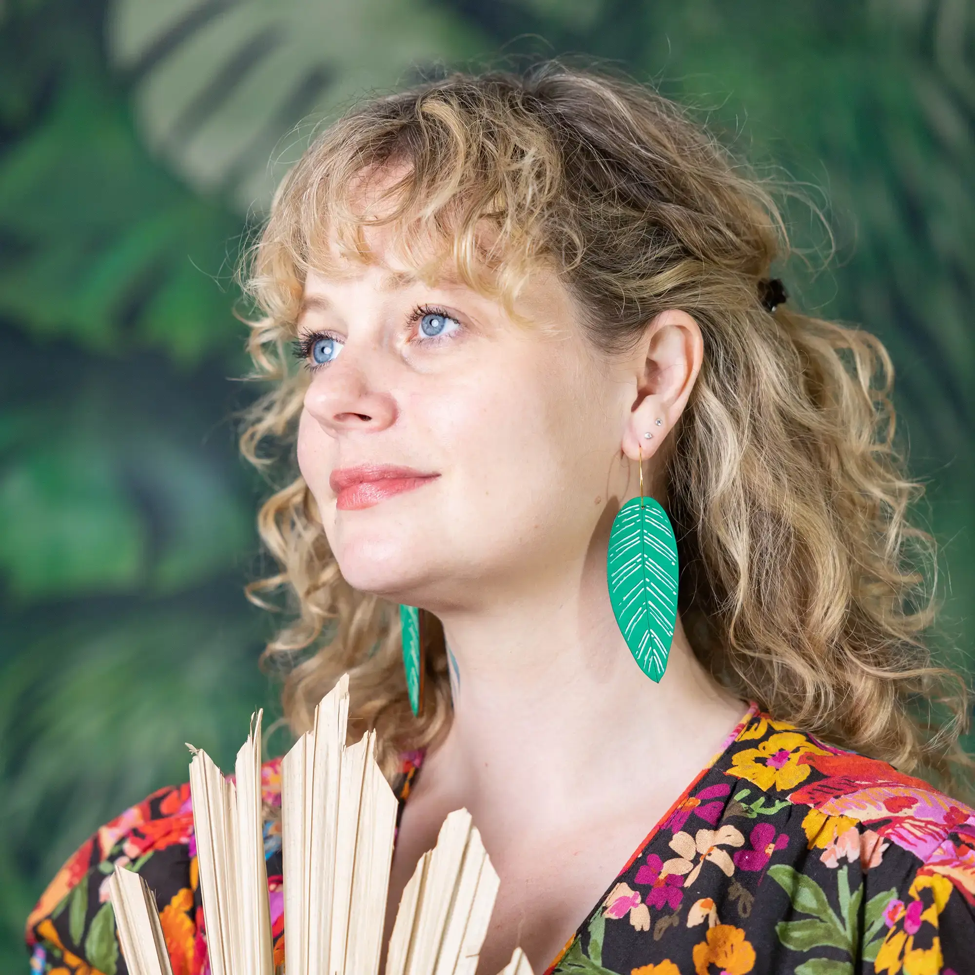 Le Chic Miami - Vendita all'ingrosso Orecchini a cerchio - Cerchi a foglia di Calathea2