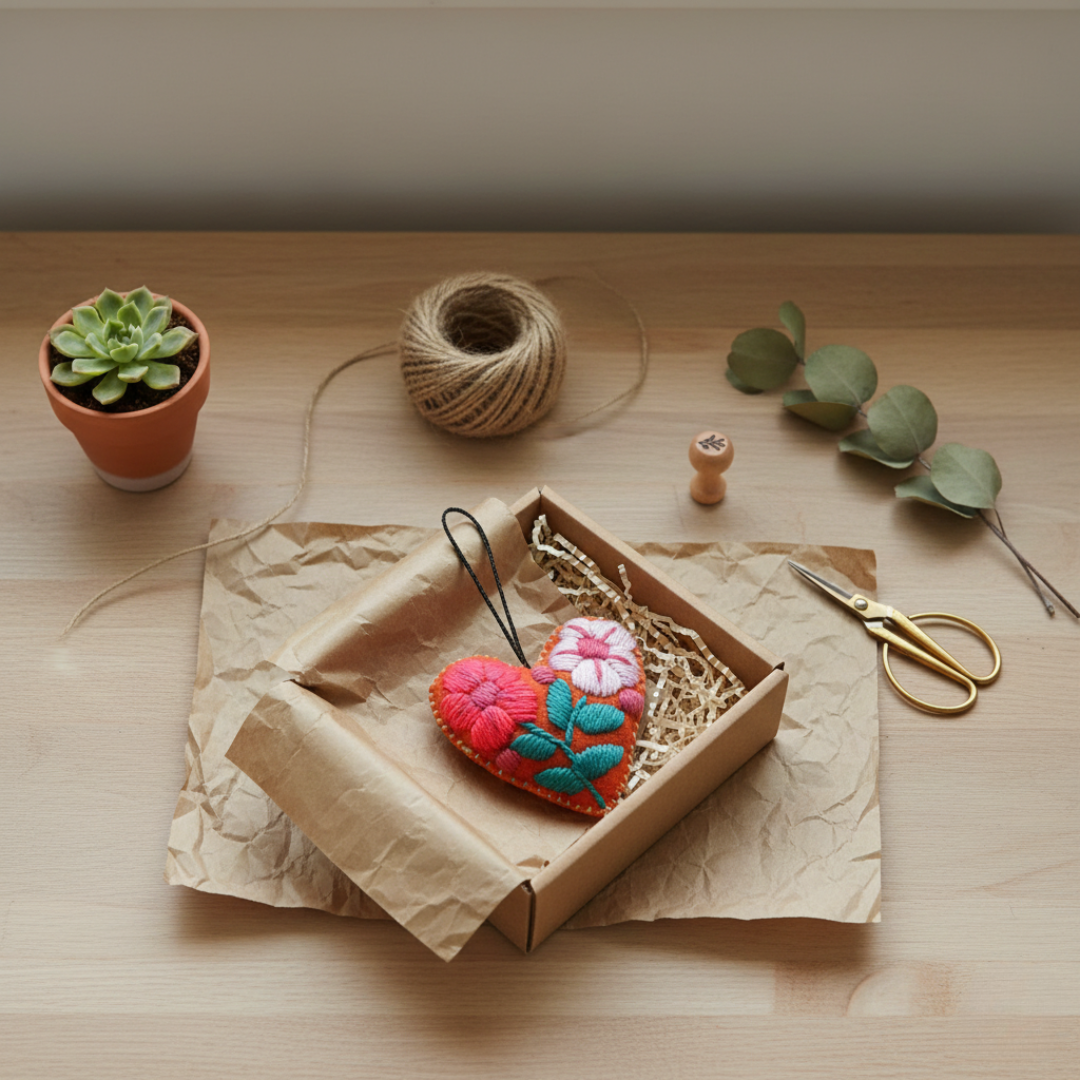 Lumily - Wholesale Retailer Sample - Home Decor - Pick Color! Corazon Heart Embroidered Handmade Valentine's Day Gift Ornament - Mexico1