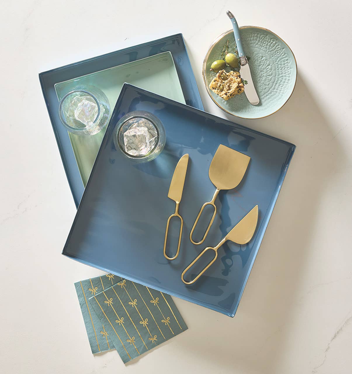 Santa Barbara Design Studio by Creative Brands - Wholesale Decorative Tray - Nested Blue Enamel Blue Square Trays - Set of 36