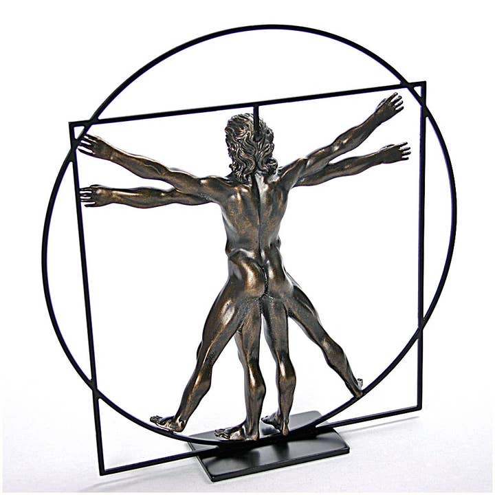 Museum Wholesale Inc - Wholesale Sculpture - Vitruvian Universal Man Statue by DaVinci, Bronze