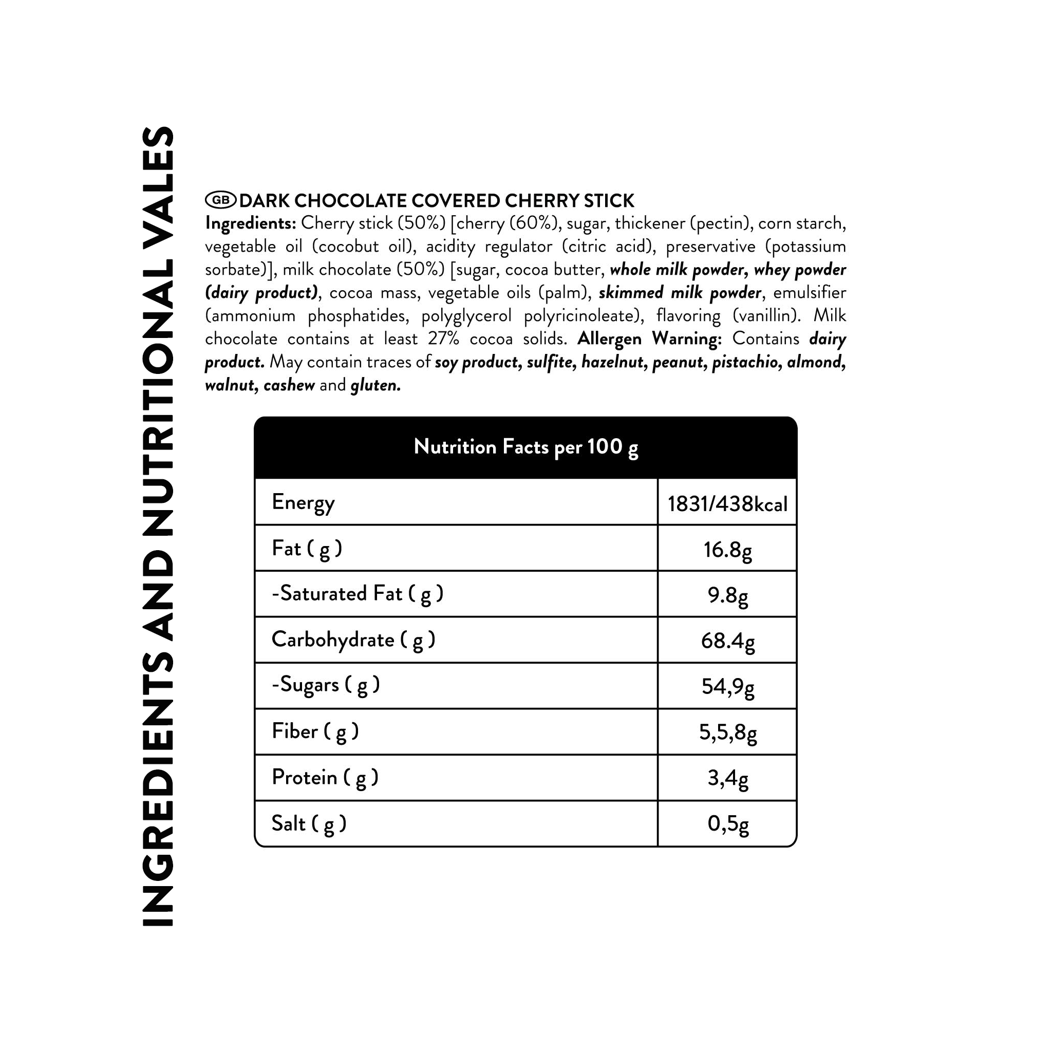 Patislove - Wholesale Chocolate Covered Sweets - Cherry Stick Dark Chocolate, 80G4