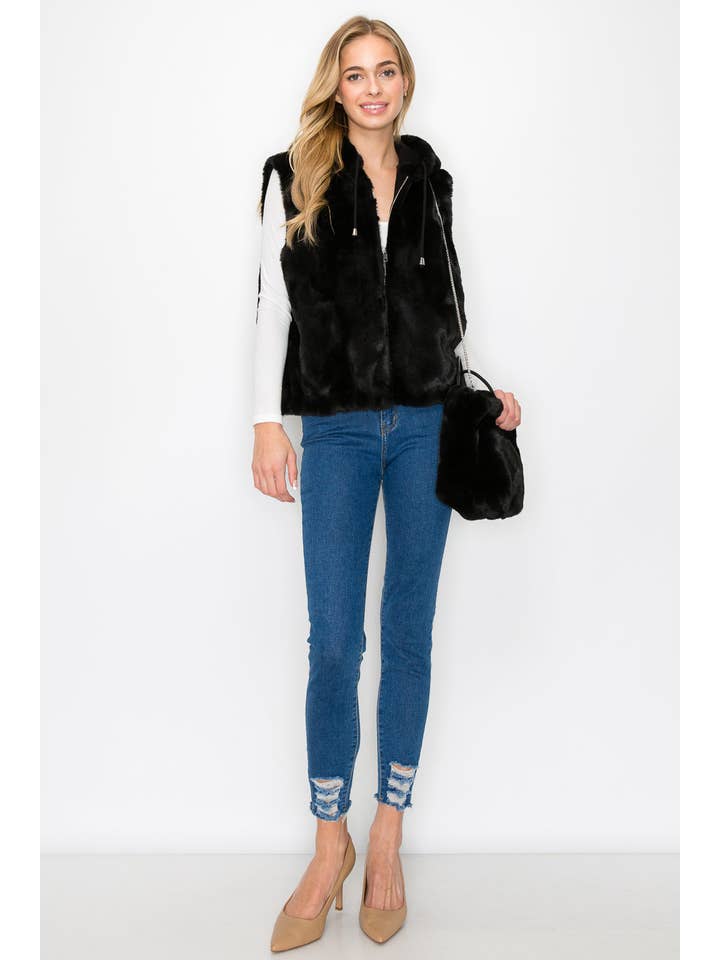 Joh Apparel - Wholesale Outerwear Vest - Women's - Jackie Fur Vest with Crossbody Fur Bag17