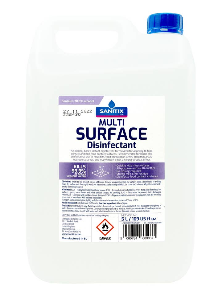Multi-Surface Disinfectant 5L / 169 US fl oz for wholesale by Sanitix Care