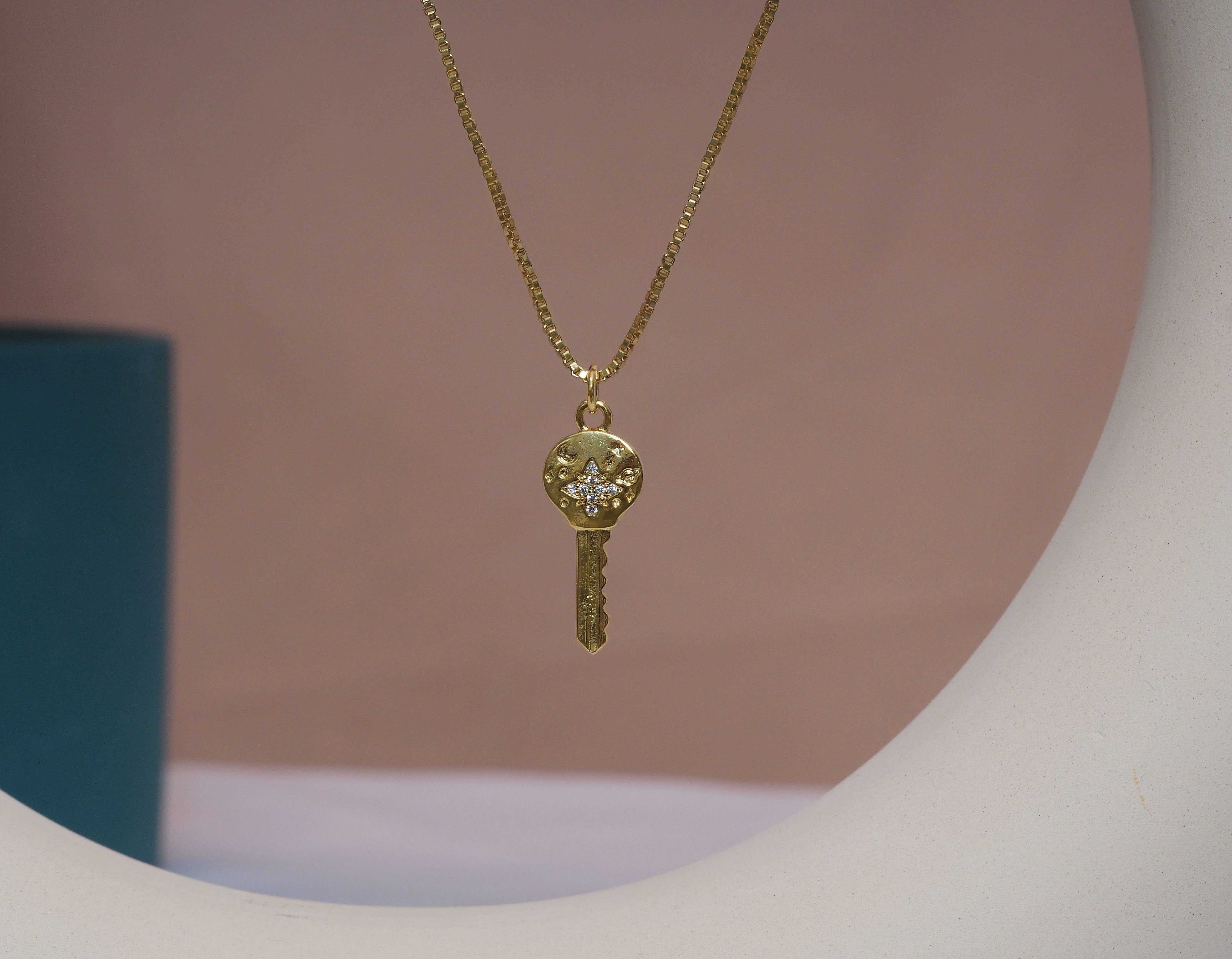 BestBeads&Beyond - Wholesale Individual Charm/Pendant - CZ North Star On Key Shape Charm, Sku#LK6153