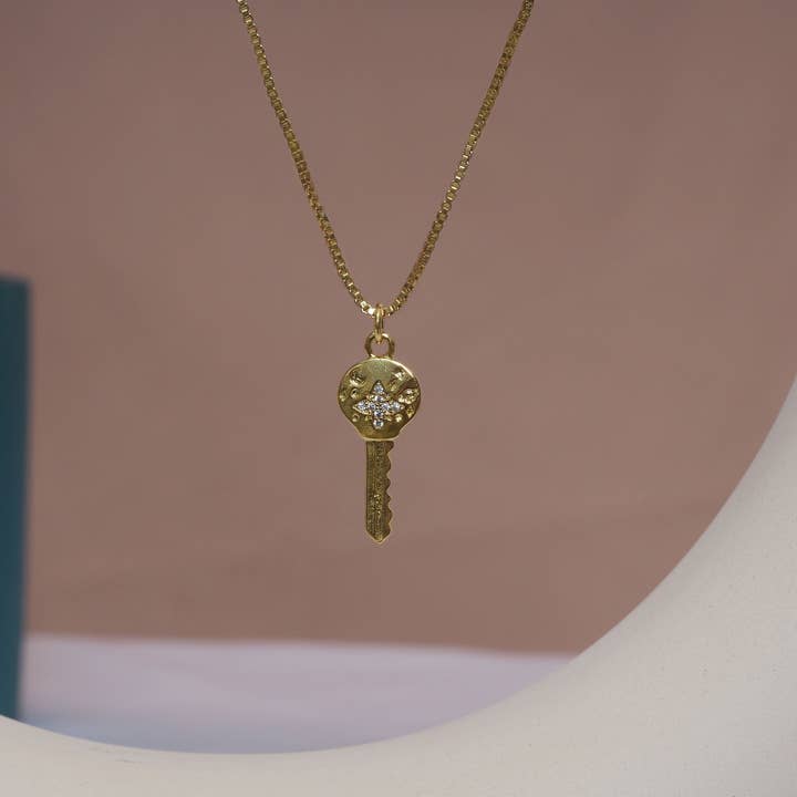 BestBeads&Beyond - Wholesale Individual Charm/Pendant - CZ North Star On Key Shape Charm, Sku#LK6153