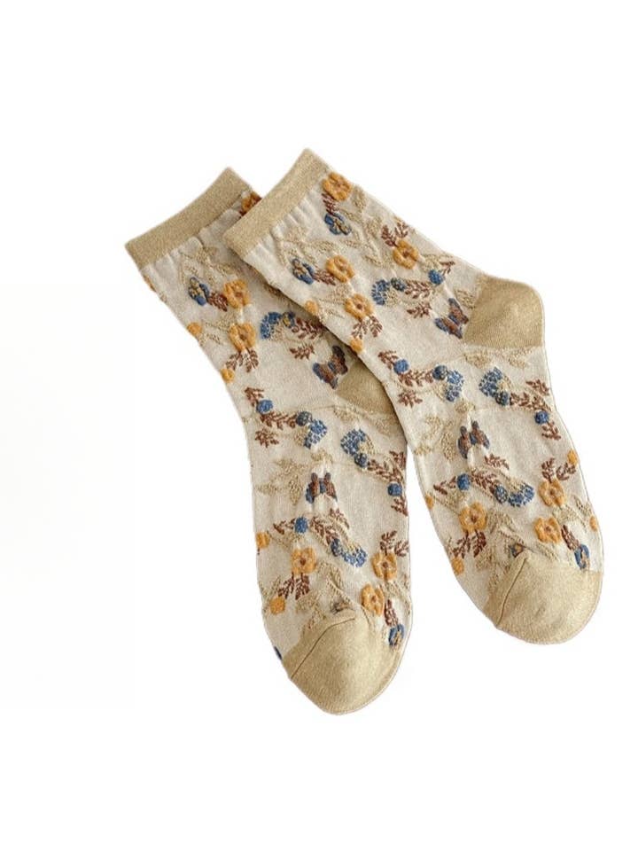 Funkyrel® Atzbranding Limited - Wholesale Socks - Women's - Rufia - Simple Flower Mid-Calf Socks - Chic & Sweet2