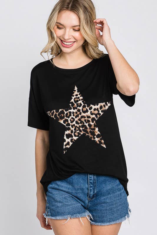 HEIMISH - Vendita all'ingrosso Tunica - Donna - ST1877-11 TOP CON STAMPA ANIMALE LEOPARDO E PATCH A STELLA3