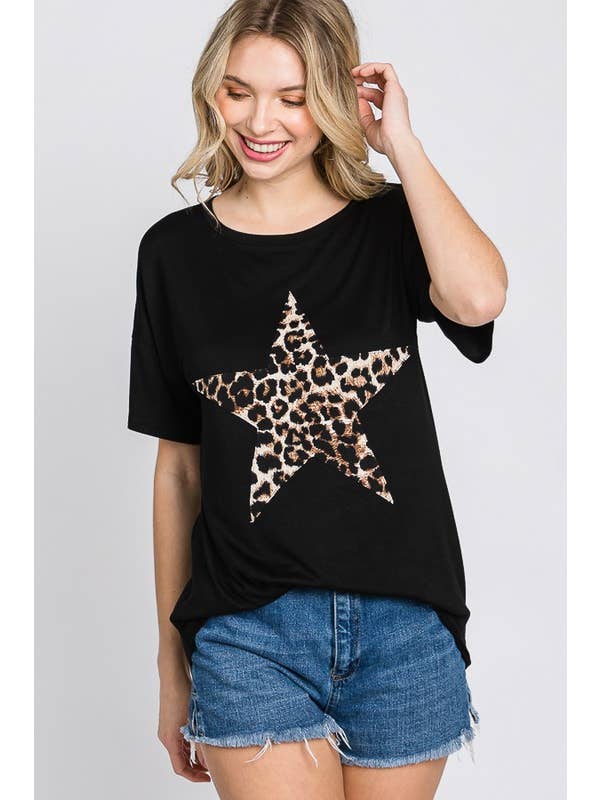 HEIMISH - Vendita all'ingrosso Tunica - Donna - ST1877-11 TOP CON STAMPA ANIMALE LEOPARDO E PATCH A STELLA3