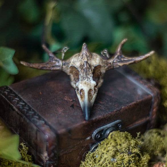 Costurero Real - Wholesale Pendant/Charm Necklace - Raven Skull Necklace Witchcraft Horns Fake Taxidermy1