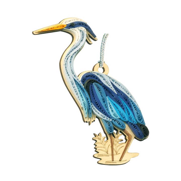 Decorazione a forma di airone blu Quilling per la vendita all'ingrosso da parte di Poppin Cards and Gifts