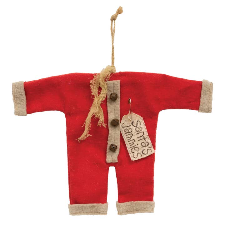 The Hearthside Collection - Wholesale Ornament - Santa's Jammies Red Small Hanger Ornament