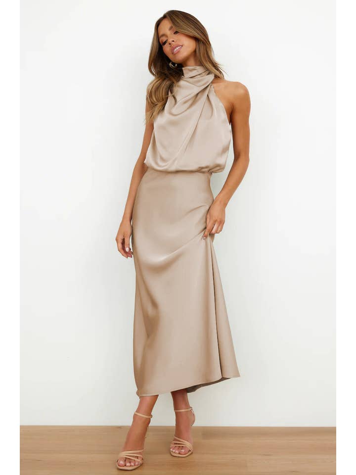 Sweetkama - Wholesale Dress - Women's - Ladies Eleganr Sleeveless Satin Midi Dress GQQT83
