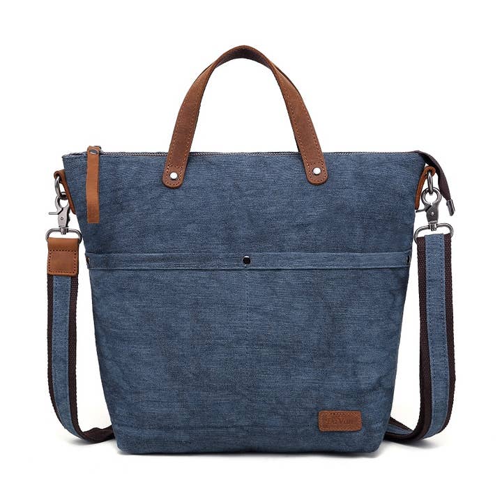 Bolso de hombro de lino y algodón CLB 566 (azul) para venta al por mayor de Davan