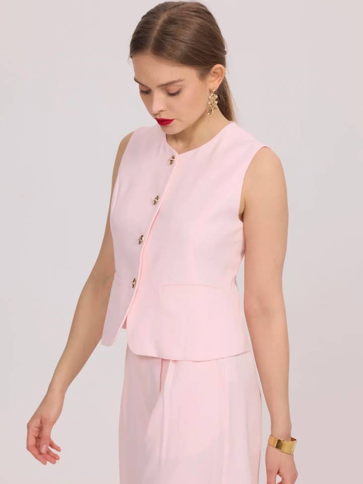 Frime - Wholesale Suit Vest - Women's - Sleeveless vest with golden buttons - 311511