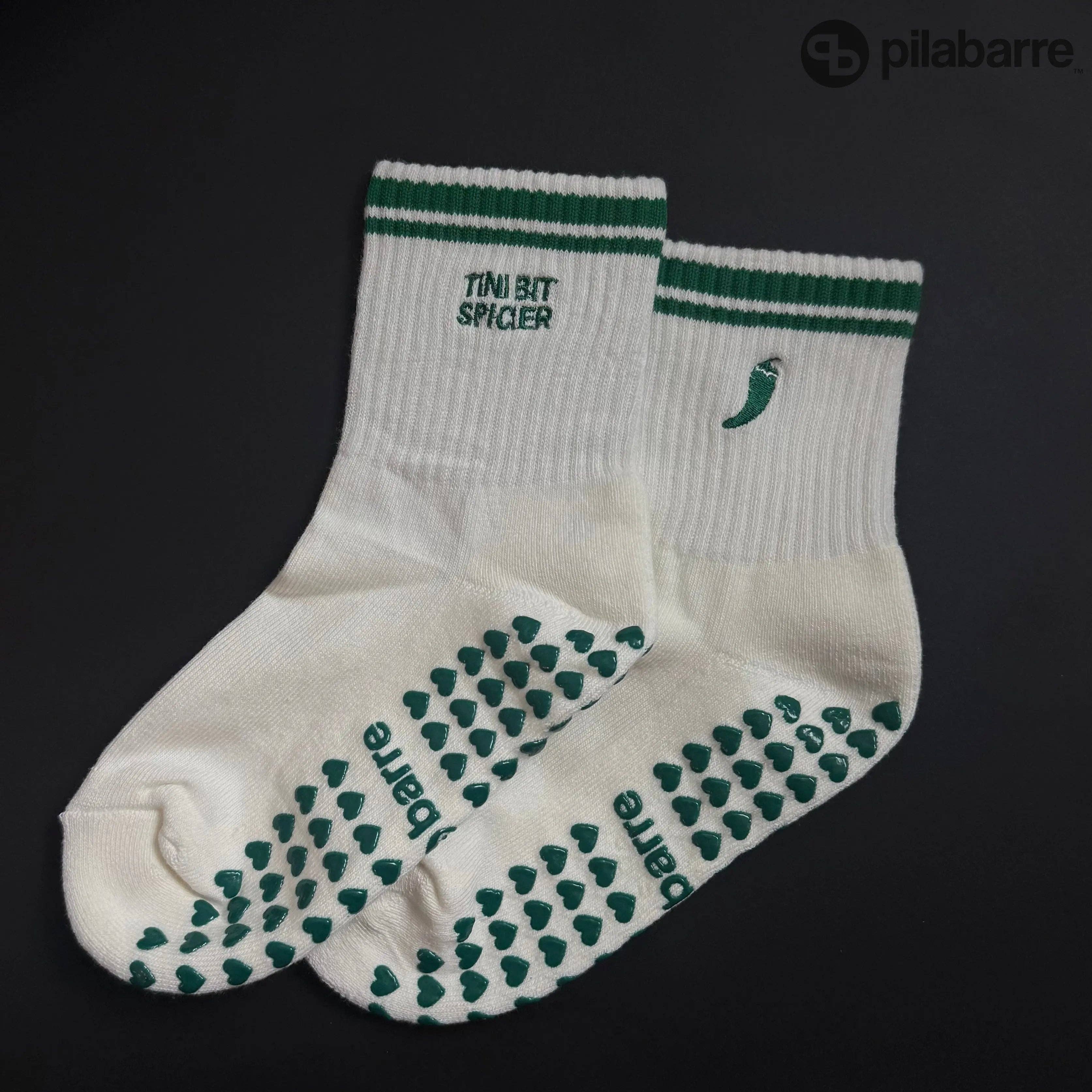Pilabarre - Vente Chaussettes – femme - Chaussettes de préhension légèrement plus épicées - Crème & Vert0