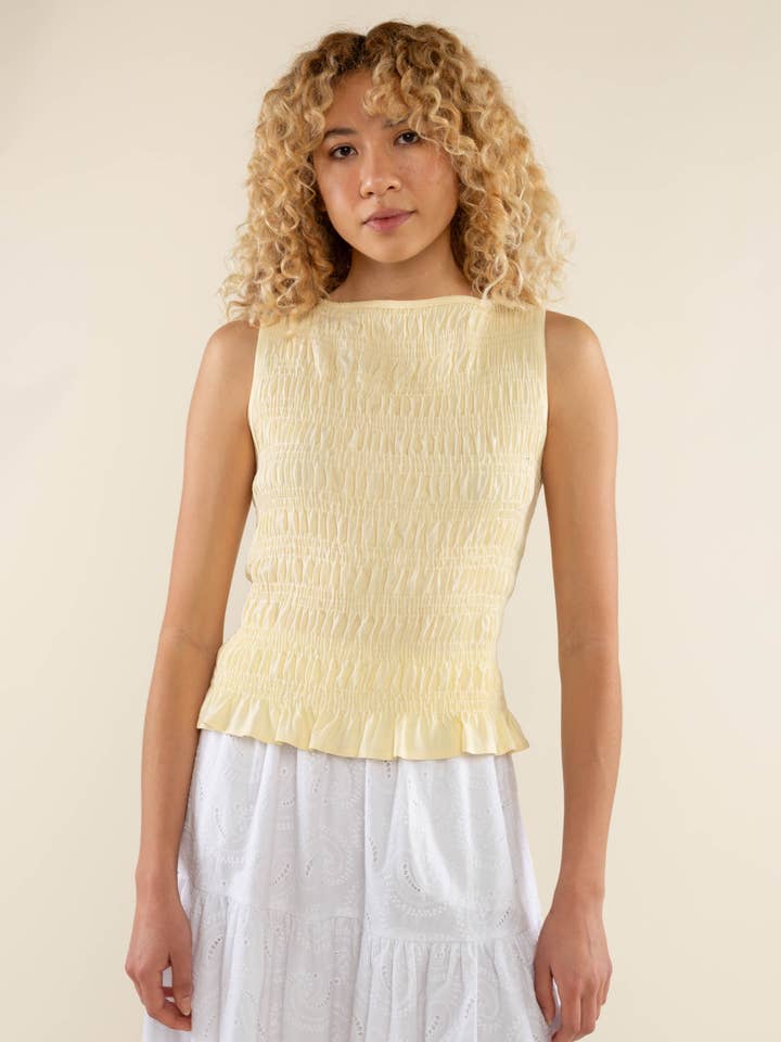 Glo Boat Neck Smocked Blouse - Plus Size for wholesale by NLT