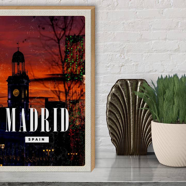Femer – wholesale Sign – Madrid Spain Sunset Travel 30x40cm Wooden Sign
