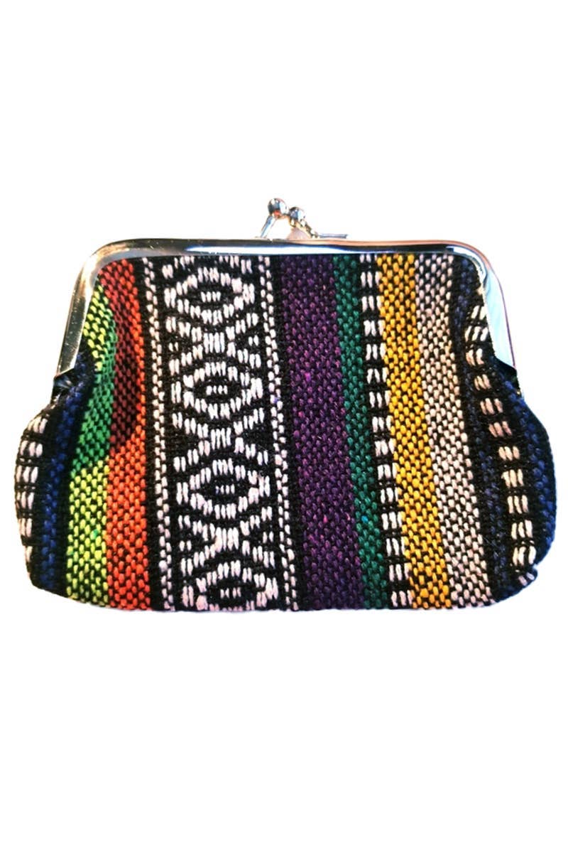 ASSORTED Baja Tribal Woven Kiss-lock Closure Coin Purse Bag for wholesale on Faire1