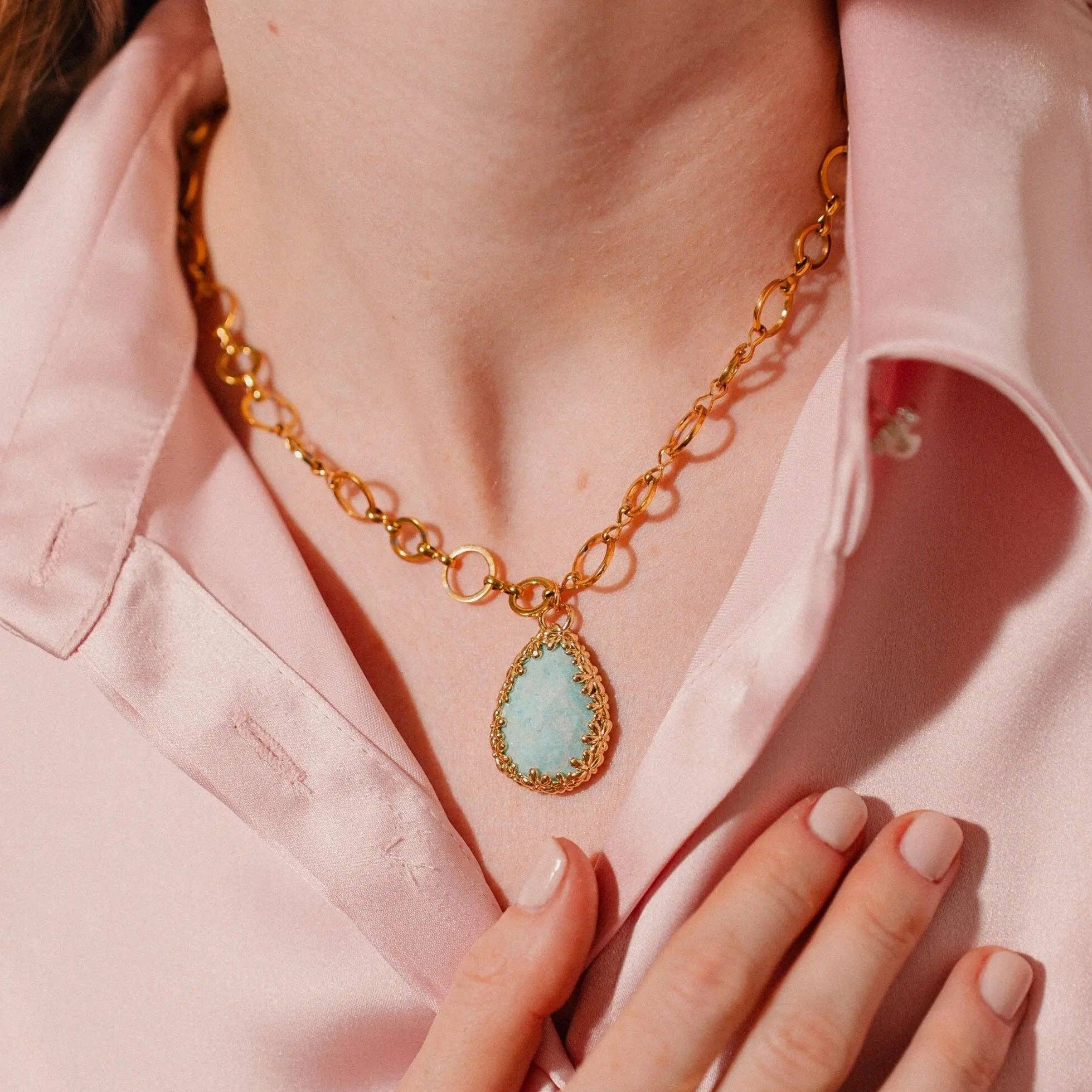 PHOEBE´S - Wholesale Pendant/Charm Necklace - Collar de acero inoxidable con piedra natural6