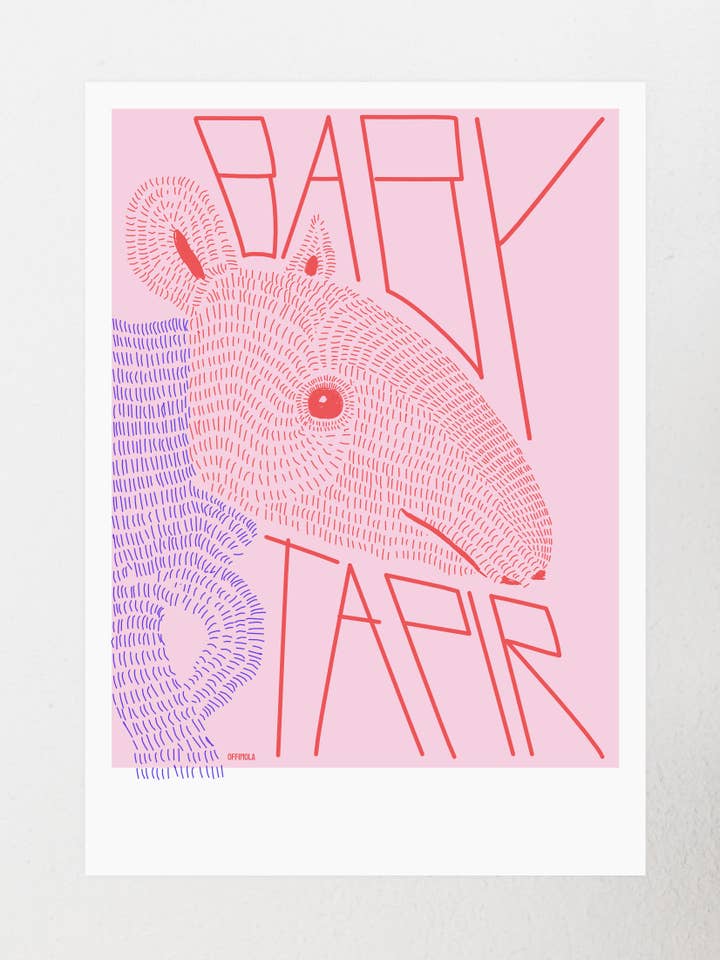 Baby Tapir | Konsttryck Signerat A5 för wholesale av Vandrangl