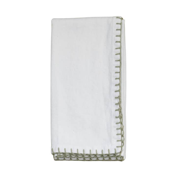 Serviette en tissu uni avec ourlet en forme d'olive pour la vente par MAISON POIRE