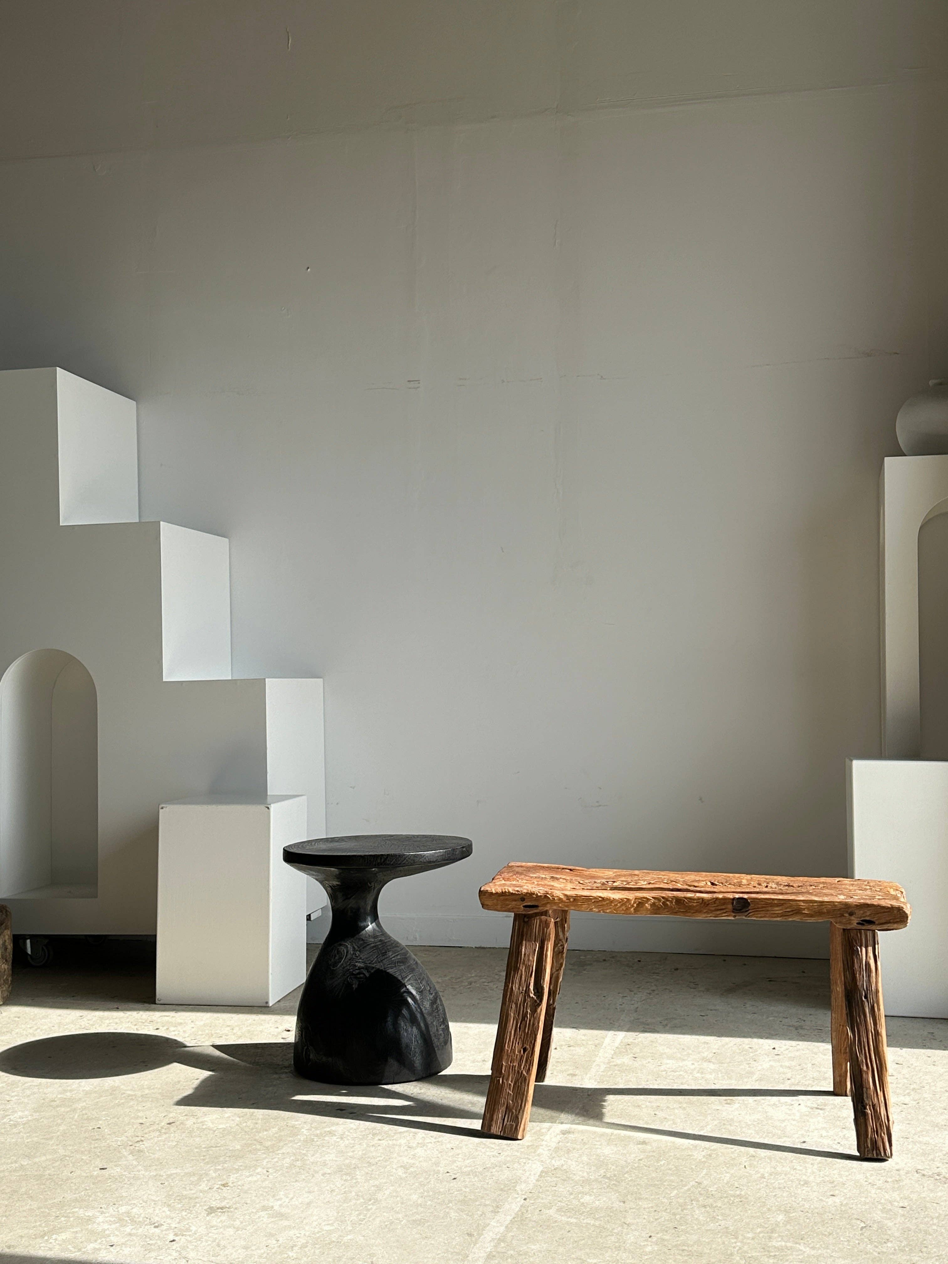 Office Objets - Wholesale Bench - Small organic bench in upcycled Asian teak quadripod openwork seat - Matahari41