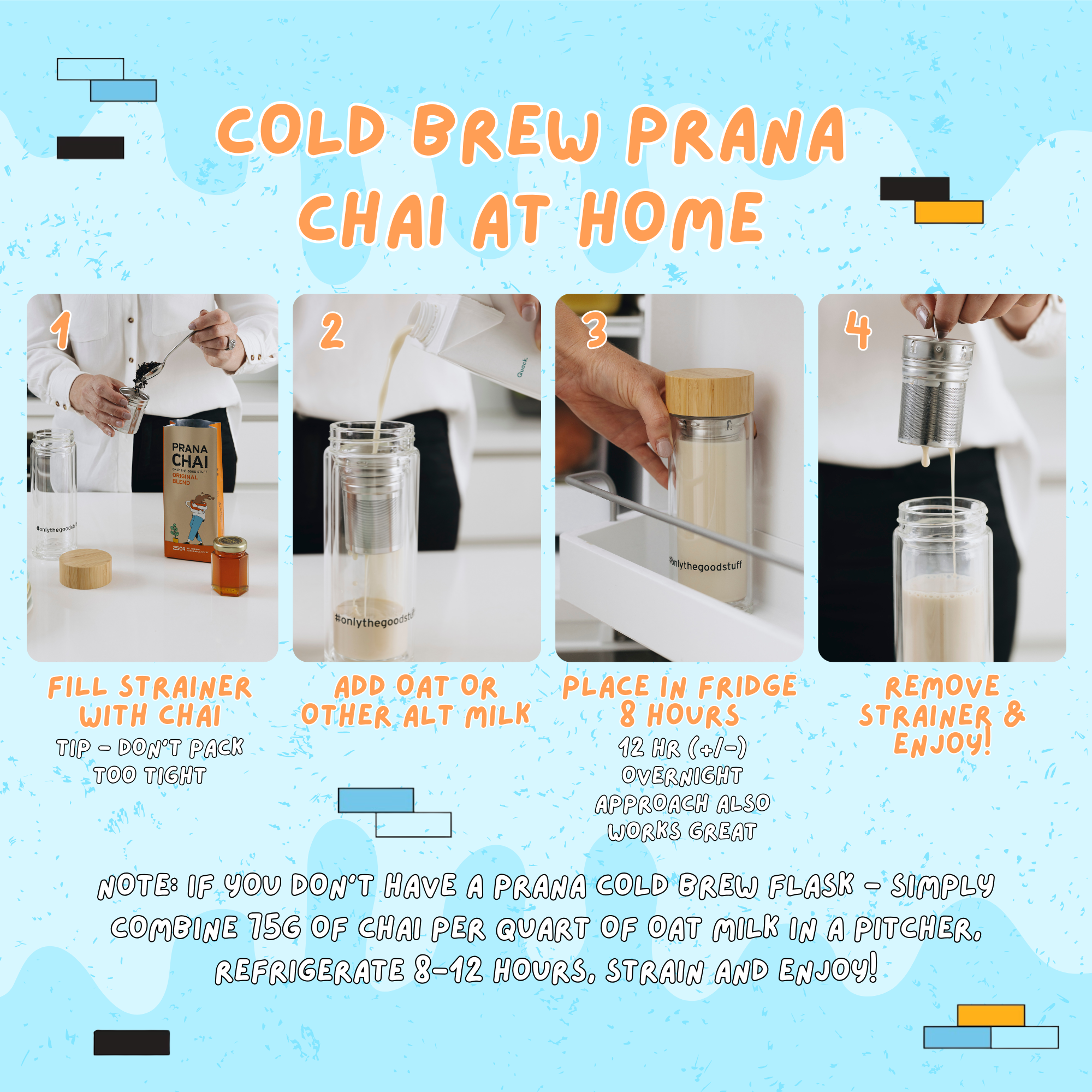 Prana Chai - Wholesale Tea Strainer/Infuser - Prana Chai Double-Wall Insulated Glass Cold Brew Infuser1
