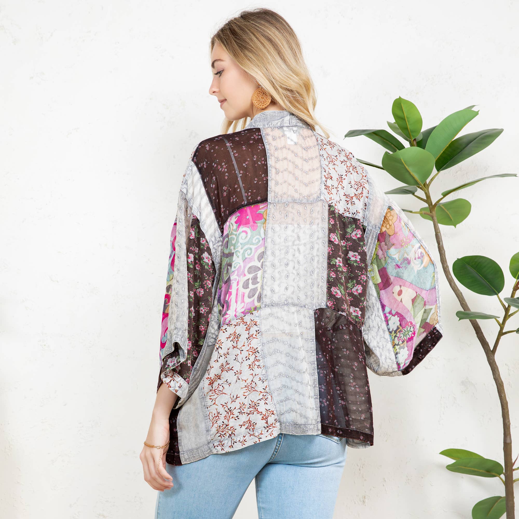 Young Threads - Wholesale Kimono - Women's - Kimono Top In Overdyed Mix N Match Patches - in 7 Color ways12
