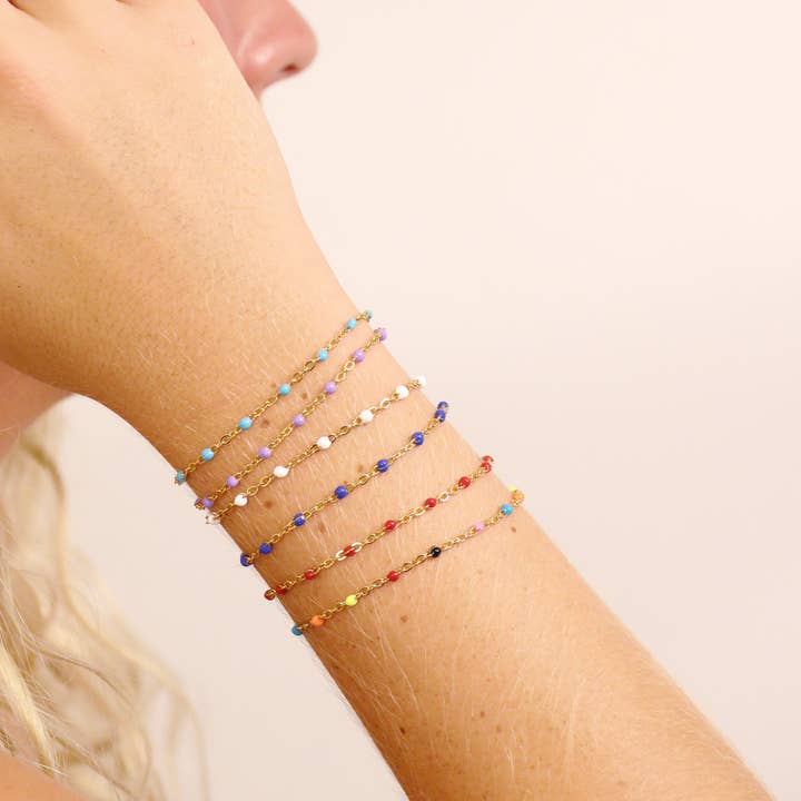 WJW - Wholesale Craft Supplies - 18K Gold PVD Stainless Steel Beaded Chain - By The Foot / SPL1015