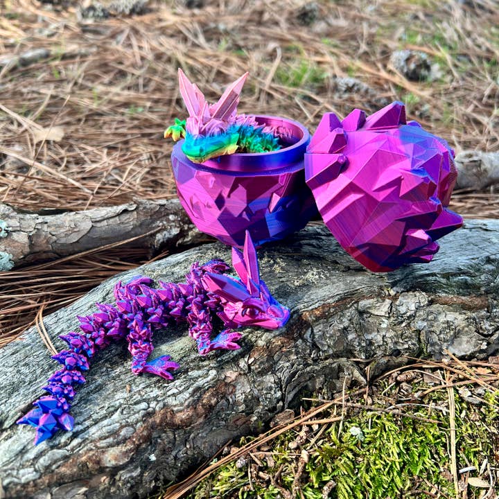 NumanPrints - Wholesale Fidget Toy - Kids - Baby Crystal Dragon & Egg Gift Idea 3D Printed Fidget Toy