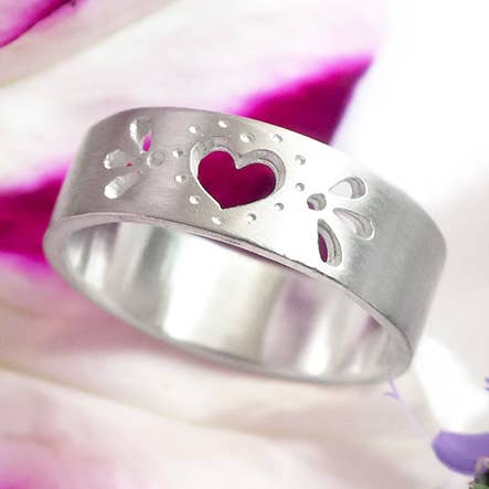 Papel Picado Heart Corazon Cut Out Ring for wholesale by Kalai Jewelry