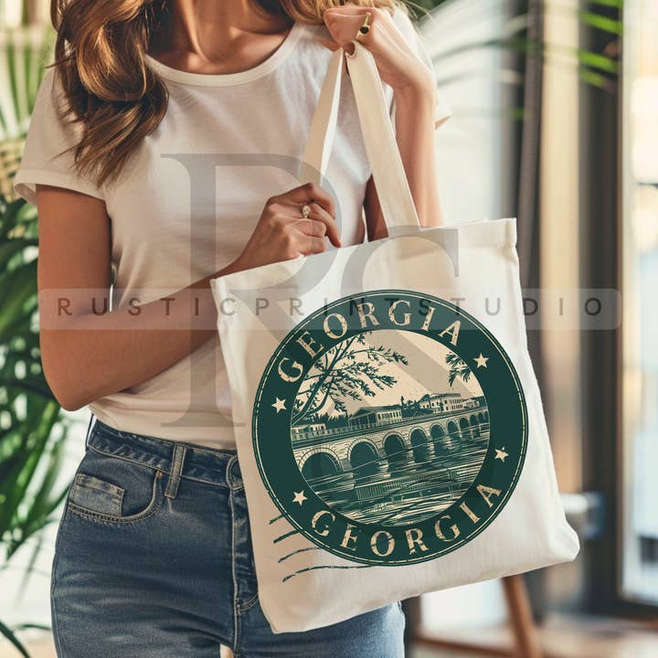 Sac fourre-tout vintage Sac à bandoulière vintage Georgia State Stamp pour la vente par RusticPrintStudio