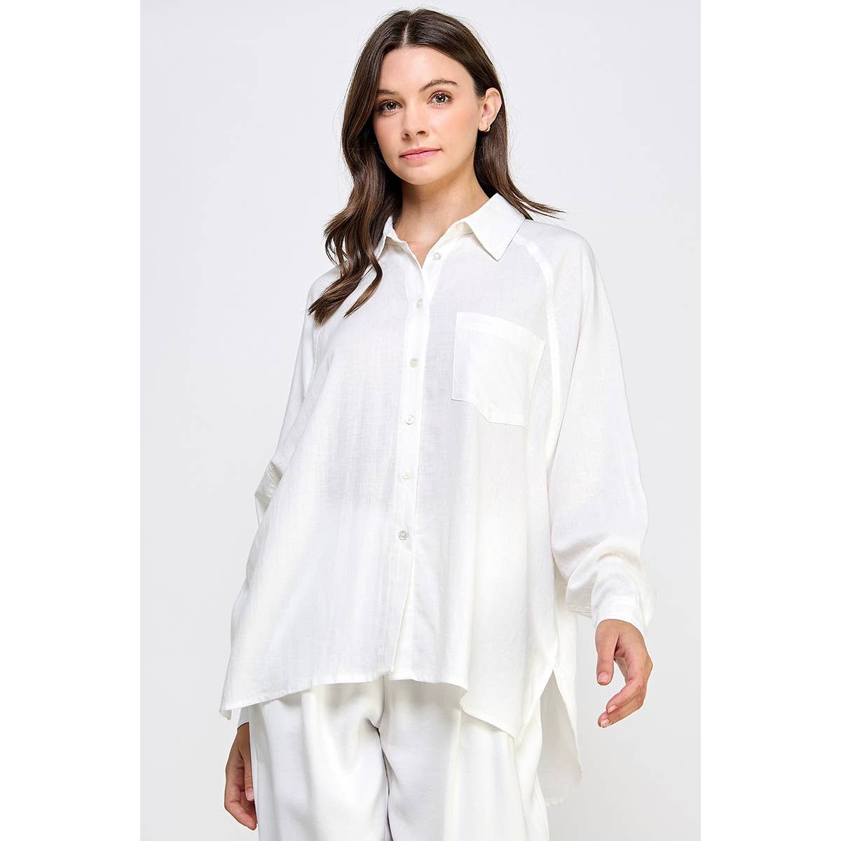 FUN2FUN - Wholesale Button Down Shirt - Women's - LINEN BLEND SHIRT3