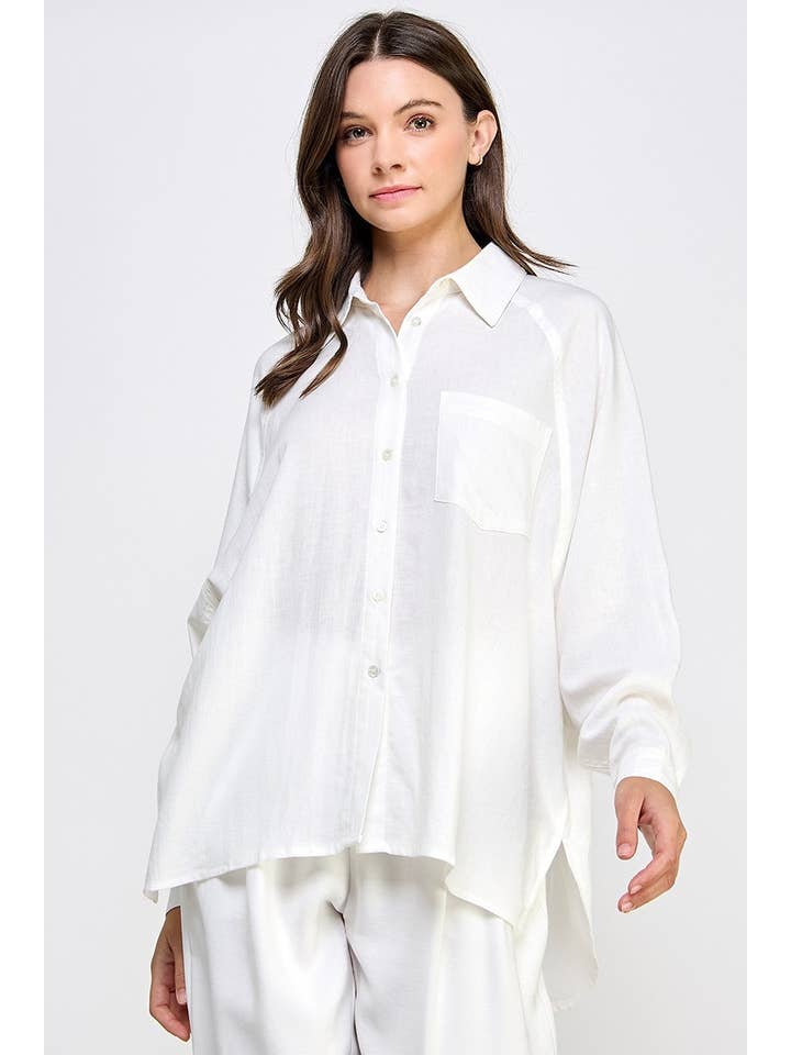FUN2FUN - Wholesale Button Down Shirt - Women's - LINEN BLEND SHIRT3