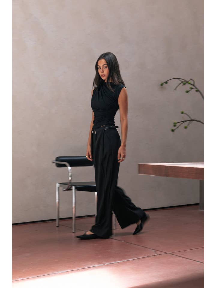 Arden Belted Trousers - Black for wholesale on Faire2