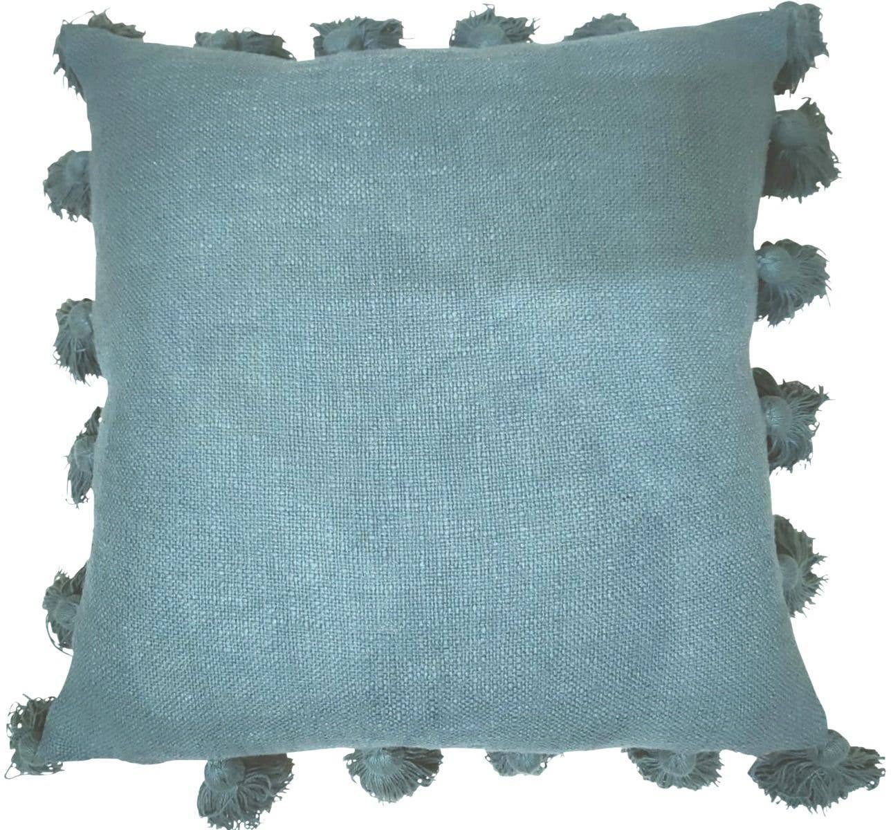 Status Collections – wholesale Throw/decorative pillow – Blue Cushion With Tassels 45x45cm0
