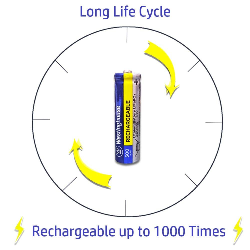 Westinghouse Battery - Wholesale Portable Charger - IFR14500 Lithium Phosphate Rchrgbl Bttry 500mAh Blister 4pk3