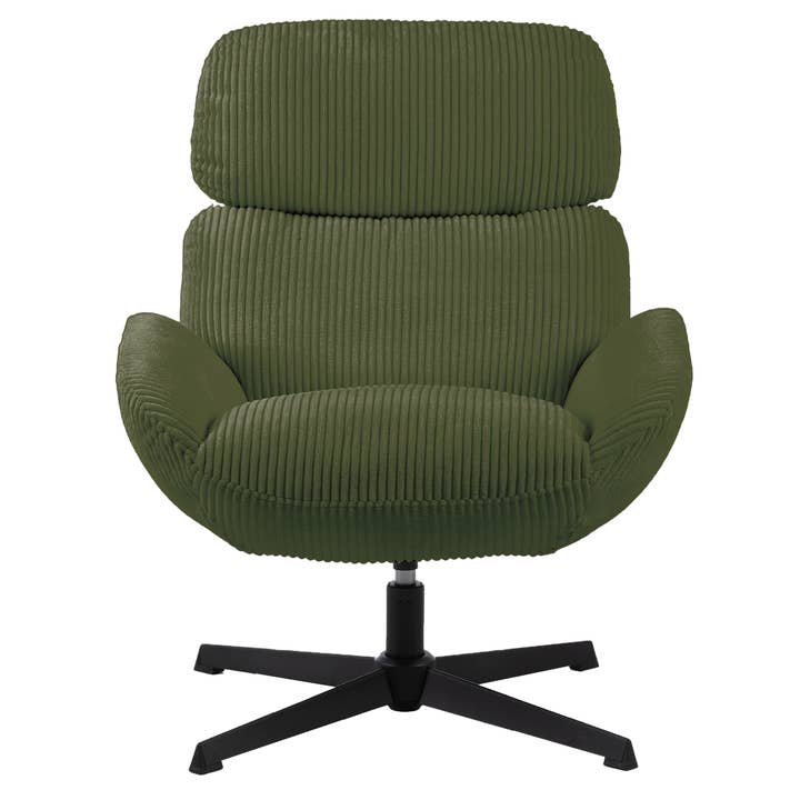 Opjet Paris - Wholesale Chair - Nicolas armchair in khaki corduroy velvet, swivel, L72 W78 H88cm