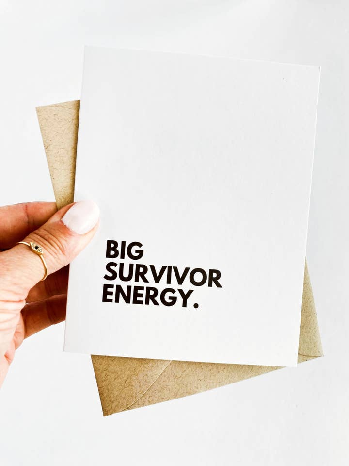 Big Survivor Energy Cancer Support Card Chemo Greeting Card for wholesale by Five Dot Post