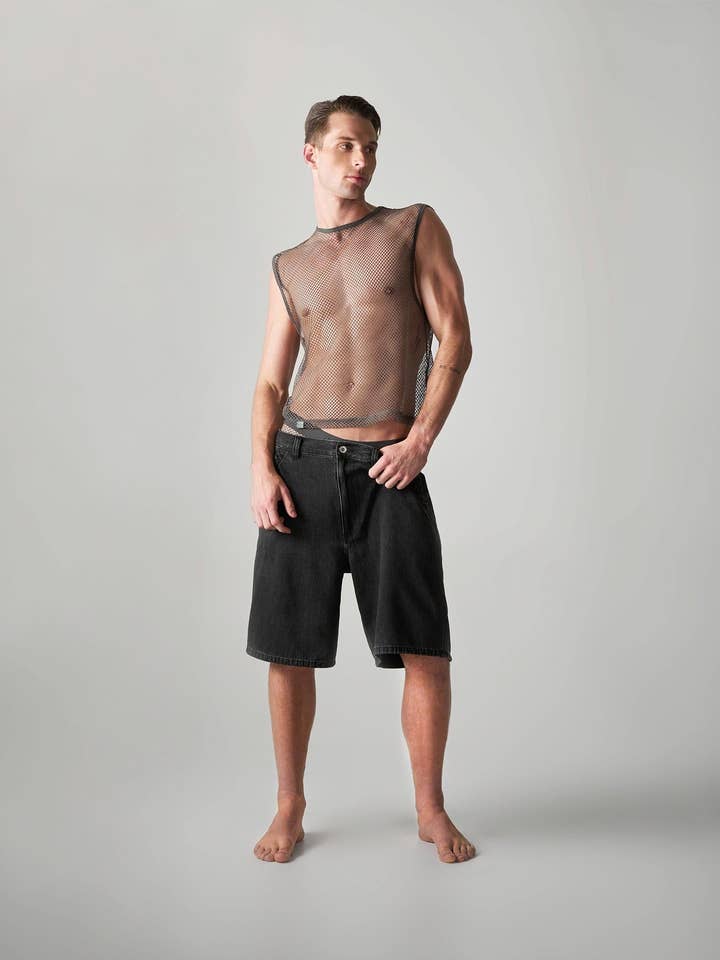 Edge Net Muscle Tank - Gunmetal for engroshandel hos TEAMM8