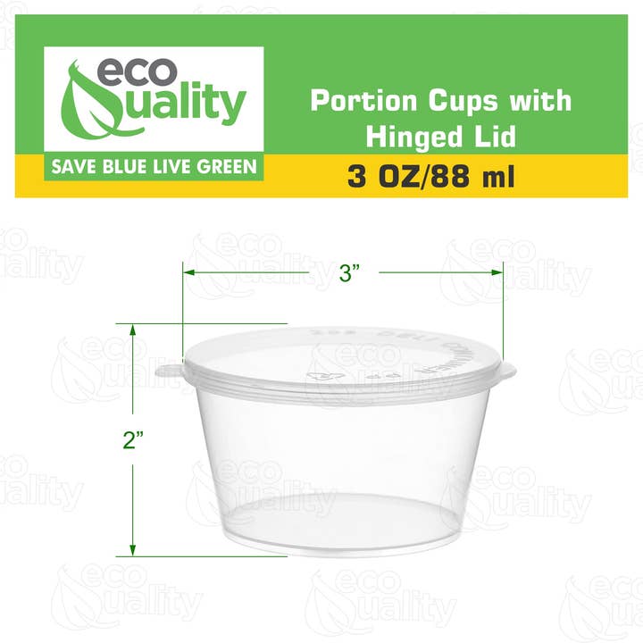 EcoQuality - Wholesale Food Storage Container - 3Oz Clear Leak Proof Plastic Condiment Souffle Containers