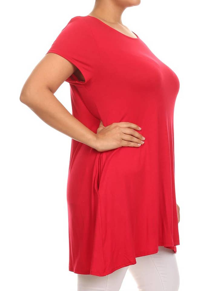 MOA COLLECTION - Vendita all'ingrosso Tunica - Donna - Tunica da donna Casual Taglie forti Manica corta Tinta unita Top37