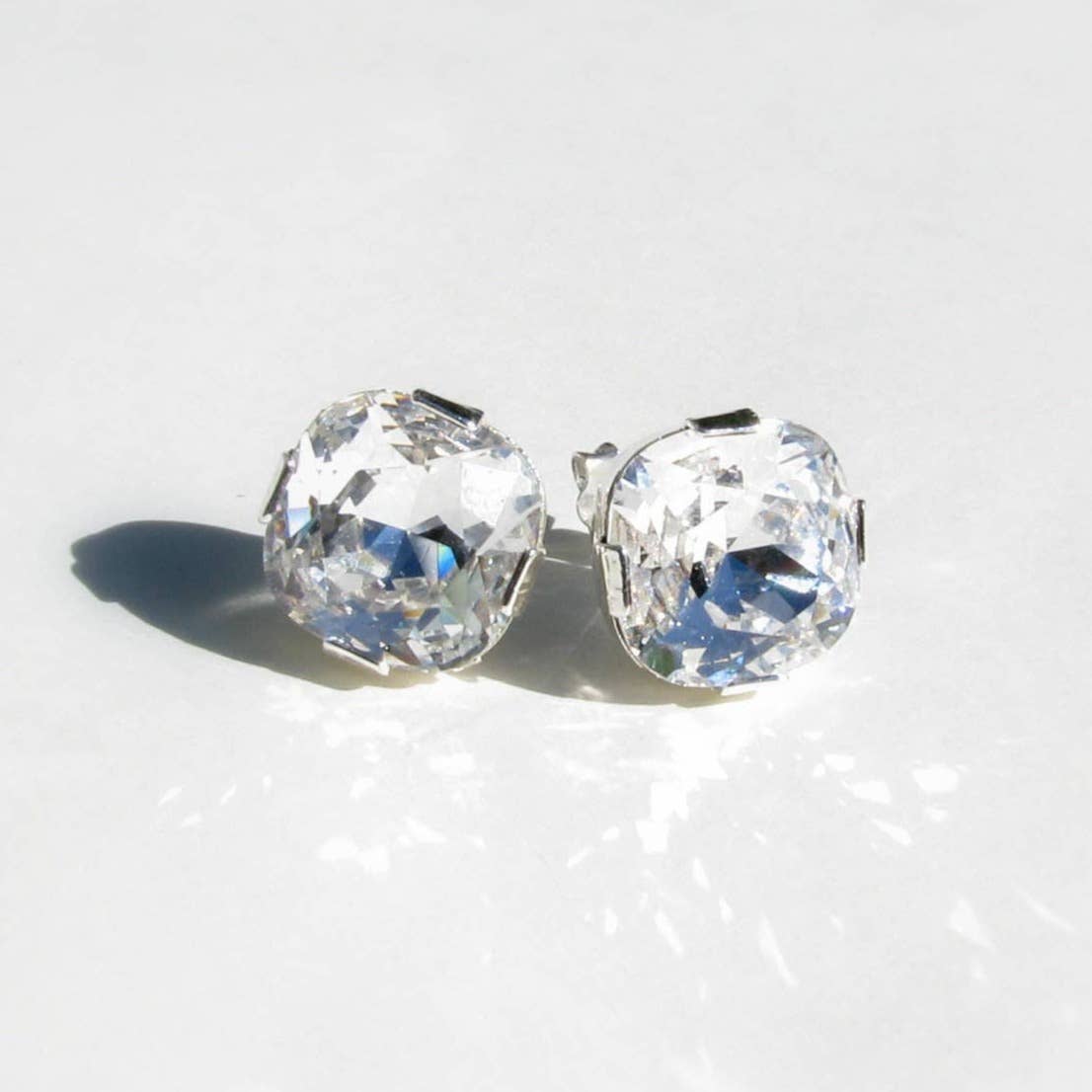 Sela+Sage - Wholesale Stud/Post Earrings - Vintage Cushion Cut Crystal Studs0