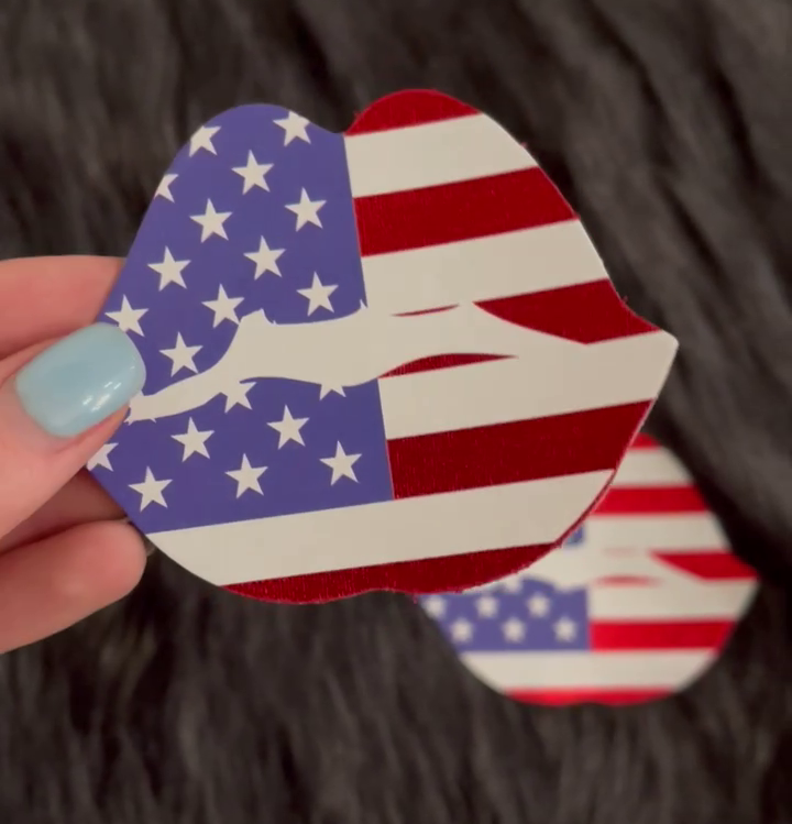 Niptees - Wholesale Nipple Pasties - Women's - Patriotic Lips Nipple Cover Pasties2