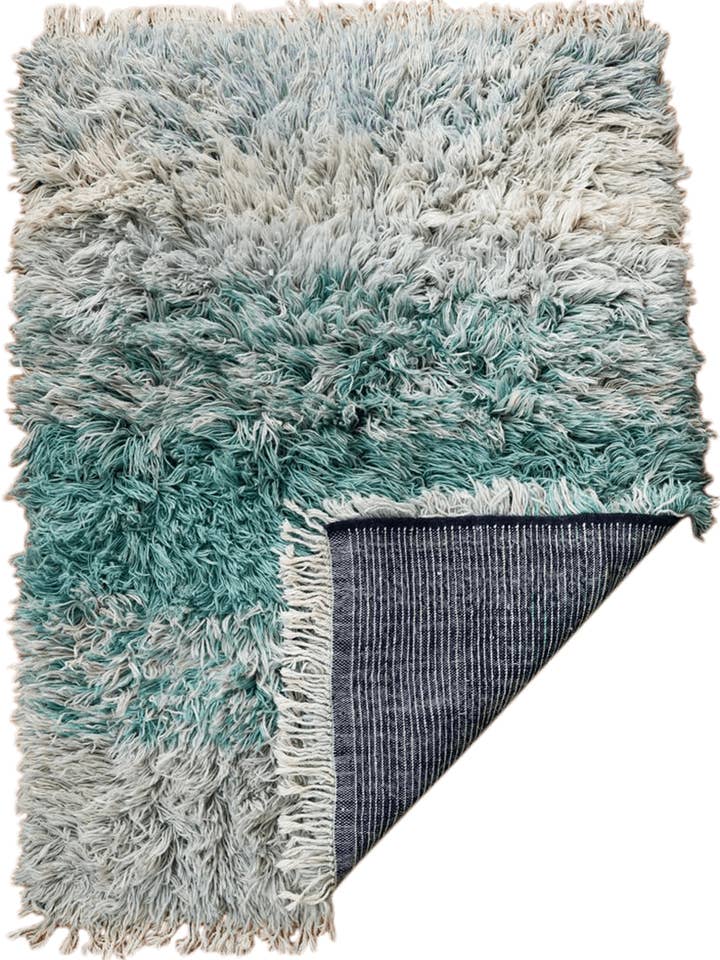 Tapete de Lã Marroquina Reversível Aquamarine Ombbré Ultra Shag por atacado de Ouive