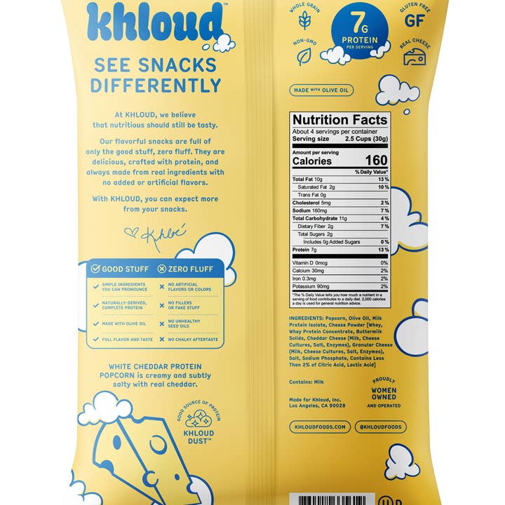 Khloud Foods - Wholesale Popcorn - White Cheddar Protein Popcorn, 12pk Case2
